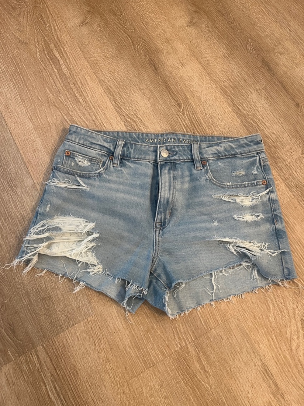 American Eagle Outfitters Light Wash Distressed Denim Shorts